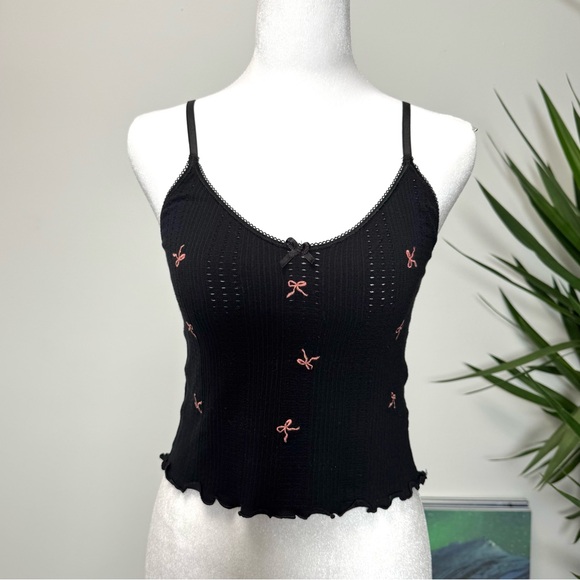 Anthropologie LyreBird Pink Bow Pointelle Longline Bra L/XL NWT Coquette - Picture 5 of 8